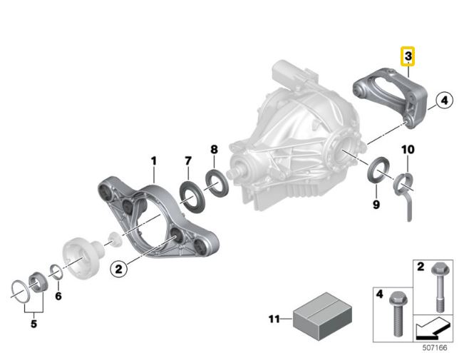 Aluminiowy podwójny wspornik mechanizmu różnicowego IRP BMW F87 M2, F80 M3, F82/F83 M4