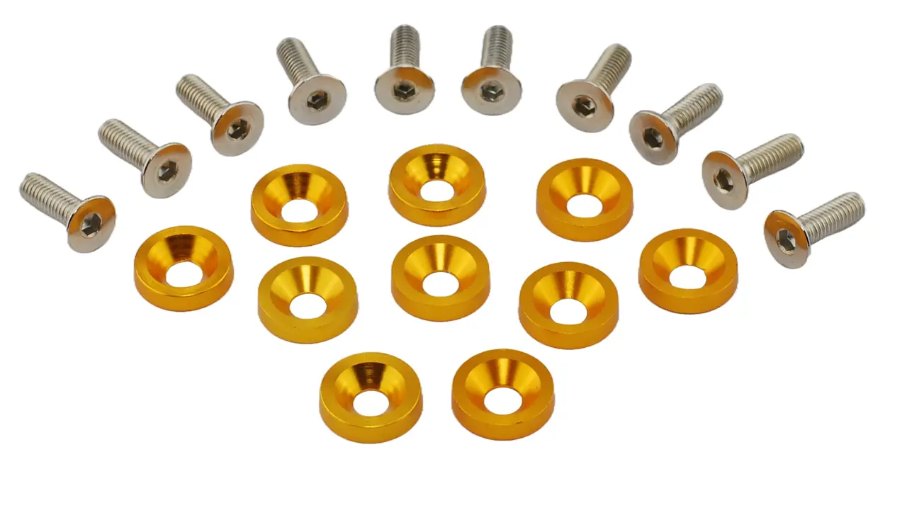 Podkładka stożkowa ze śrubą / Złota podkładka błotnikowa JDM