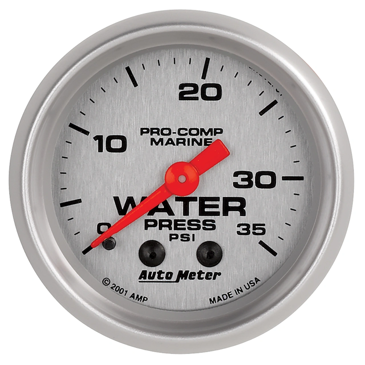 2-1/16" Water Pressure, 0-35 Psi, Marine Silver Ultra-Lite
