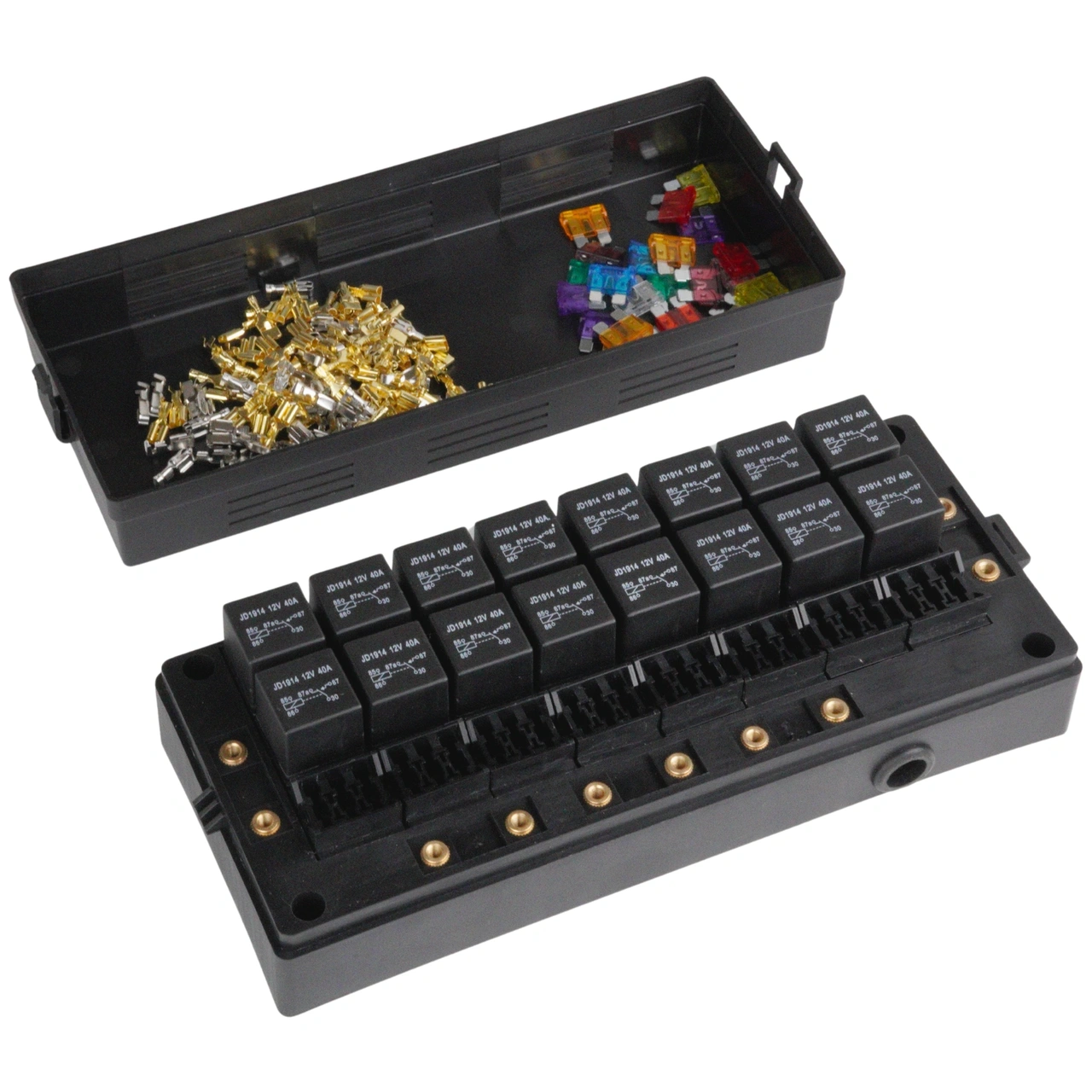 Przekaźnik Hurricane i panel bezpieczników RB24 (montaż od dołu)