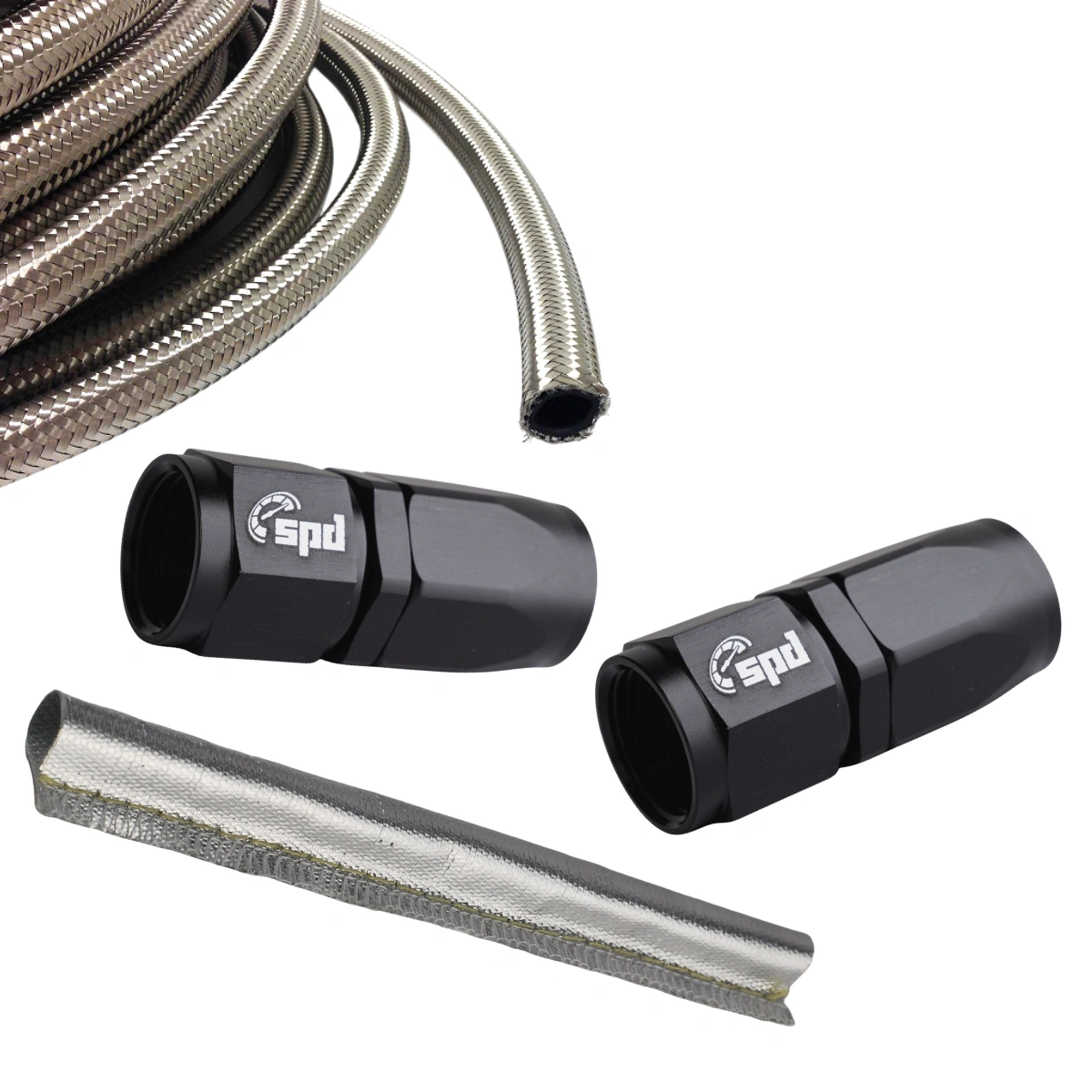 Olej w zestawie Turbo 2 x złącze proste AN4 + Alu Ochrona termiczna