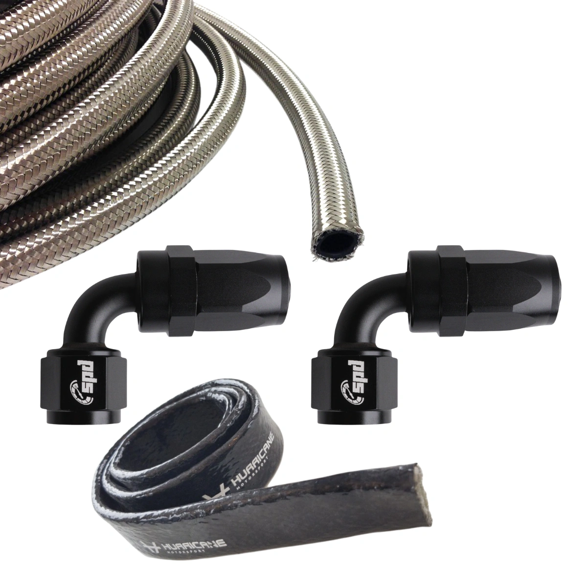 Olej w zestawie Turbo 2 x 90 stopni AN4 + silikonowa skarpeta chroniąca przed ciepłem