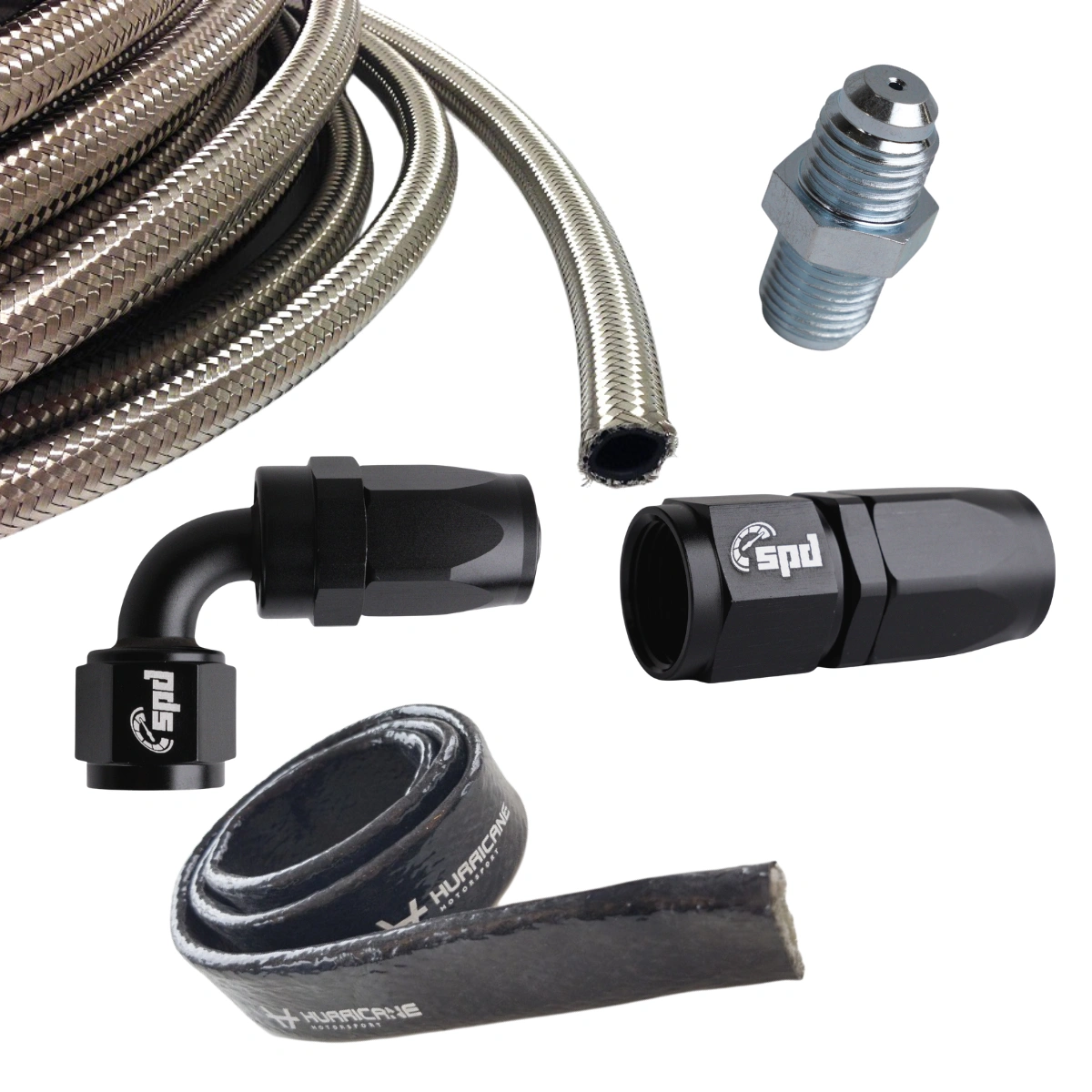 Garret Oil w zestawie Turbo 1 x prosta 1 x 90 stopni AN4 + silikonowa skarpeta chroniąca przed ciepłem