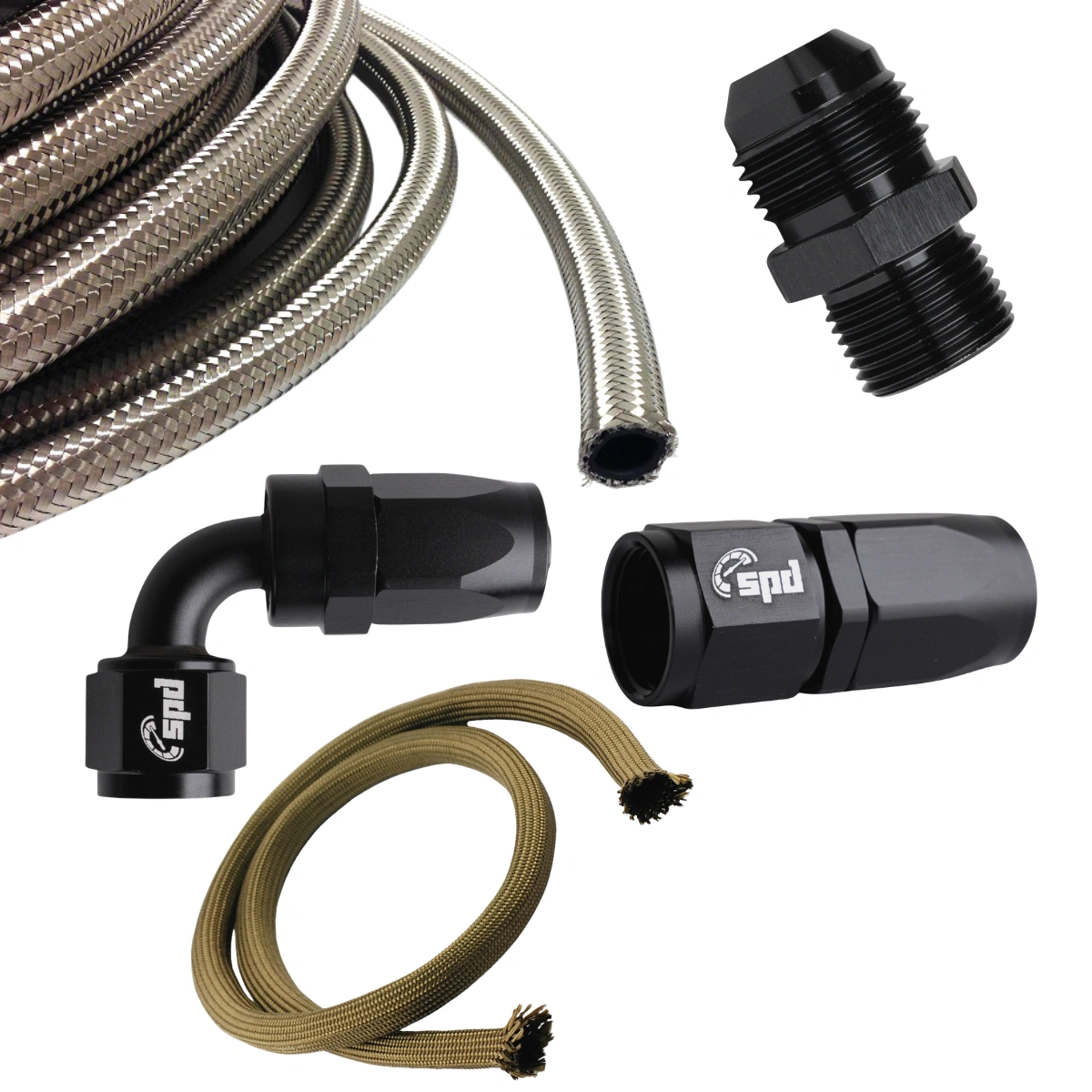 Olej Holset w zestawie Turbo 1 x prosty 1 x 90 stopni AN4 + pończocha chroniąca przed ciepłem