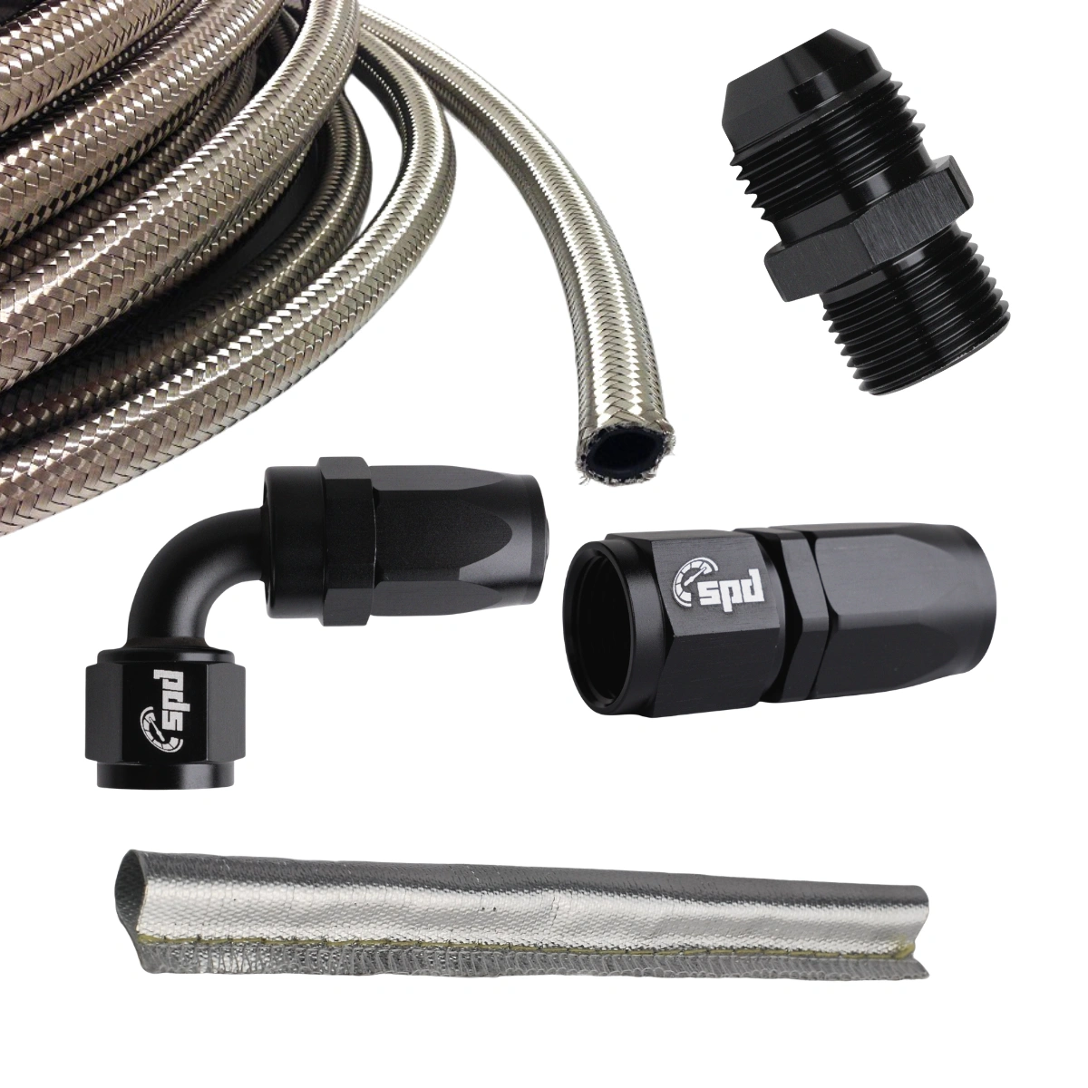 Olej Holset w zestawie Turbo 1 x prosty + 1 x 90 stopni AN4 + aluminiowa osłona termiczna